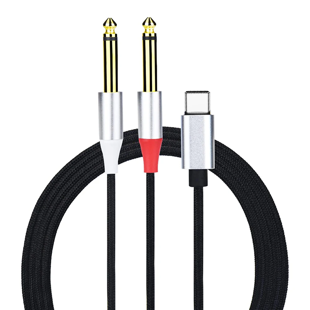 USB C Ÿ to 6.35mm ̺ Y й,  6.35mm, 1/4 ġ TS  ڵ, º Ʈ ȭ 