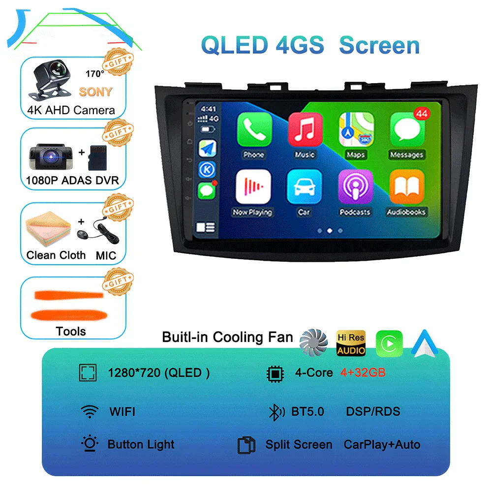 OiLiehu 4+64G Android 13 Autoradio 2 Din Carplay Android Auto per