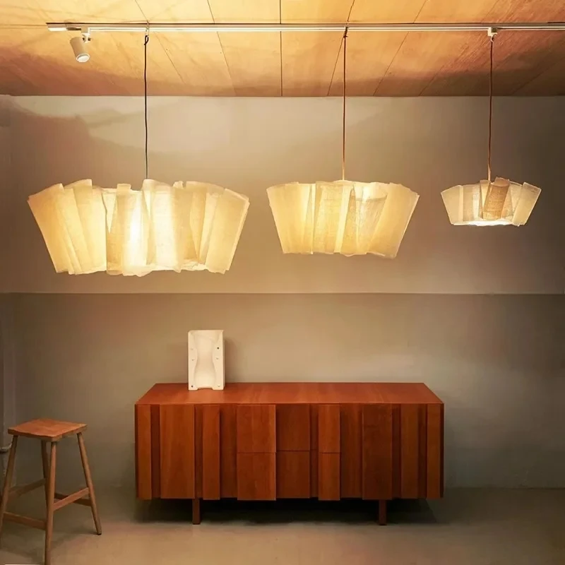 

Vintage Wabi Sabi Wind Chandelier Handmade Fabric Led Pendant Lights For Living Room hotel Restaurant designer Hanging Light
