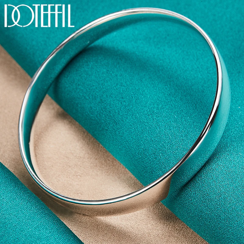 DOTEFFIL – Bracelet en argent Sterling 925 10mm lisse et solide pour femmes et hommes, bijoux de mariage, de fiançailles, de fête