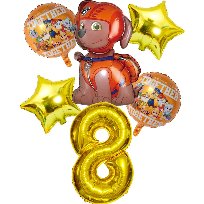 6-teiliges neues Paw Patrol Geburtstagsballon-Set mit Ryder Rocky Zuma Everest Folienballons, lustiges Kinderparty-Dekorationszubehör – Detail 9