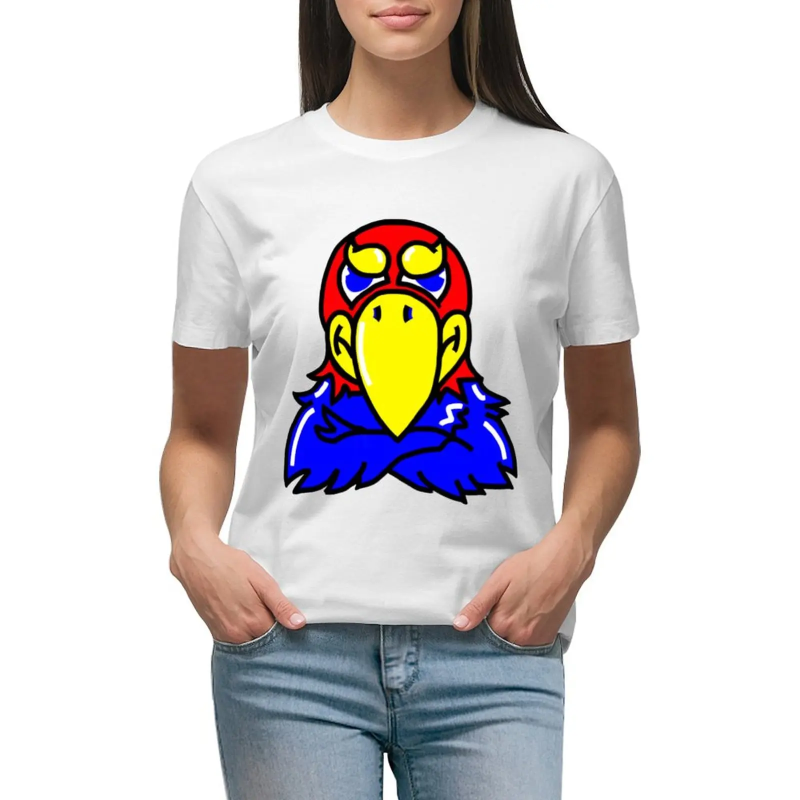 Big Blue Bird Flexing! T-Shirt Anime Clothes Animal Print Shirt Per Ragazze Luxury Designer Abbigliamento Donna
