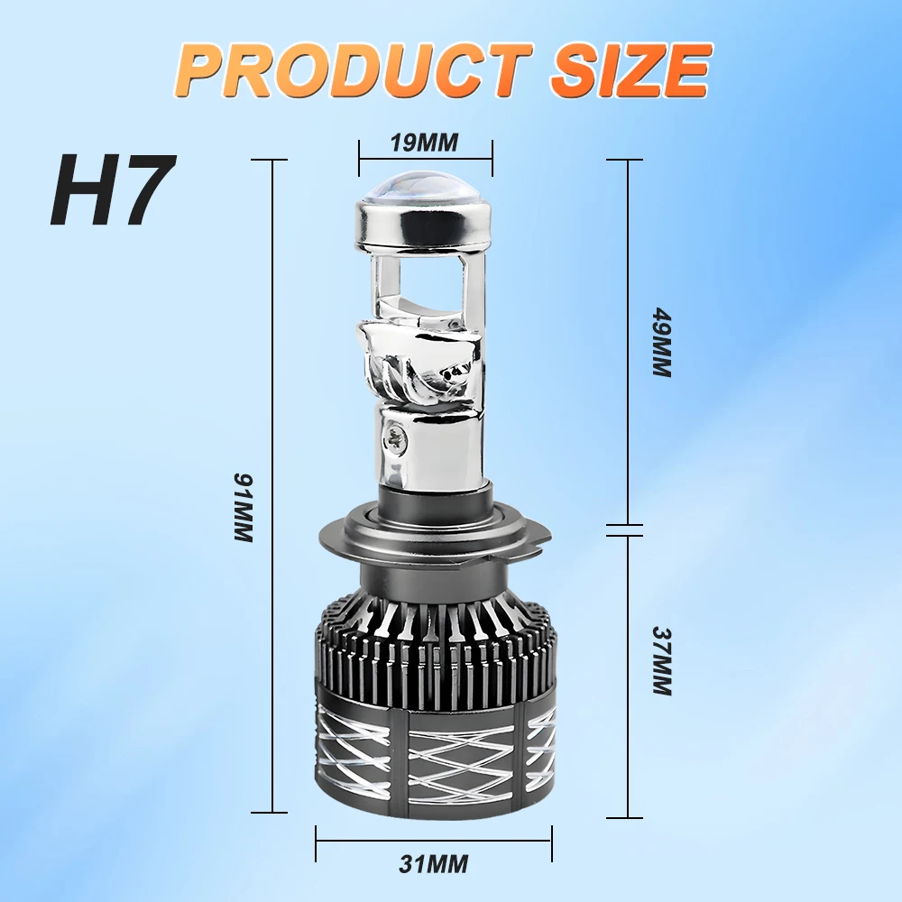 H7 H4 LED 자동차 프로젝터 렌즈 헤드라이트 전구 CANBUS H8 H9 H11 9005 9006 HB3 HB4 초고휘도 터보 스포트라이트 안개등 6000K 12V