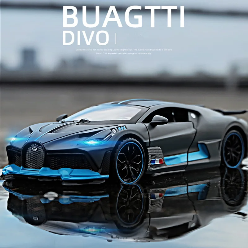 Coche De Juguete Bugatti Atlantic 1/32 De Aleación Con Sonido, Luz Y Efecto Pullback – Puertas Batientes Y Maletero Abrible