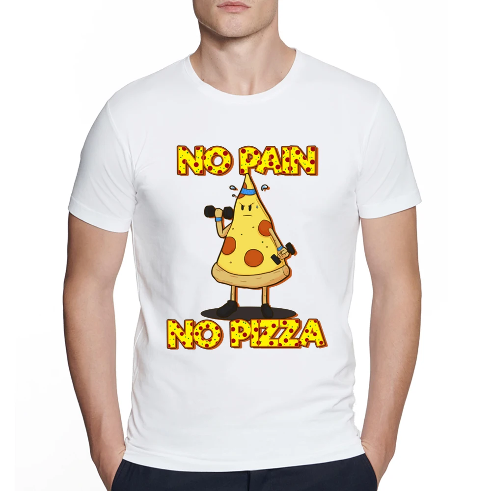 Männer Kleidung Pizza übung Gedruckt Lustige Ästhetischen Freizeit Kurzarm keine schmerzen keine pizza Oansatz T-shirt Streetwear Graphic Tee – Detail 5