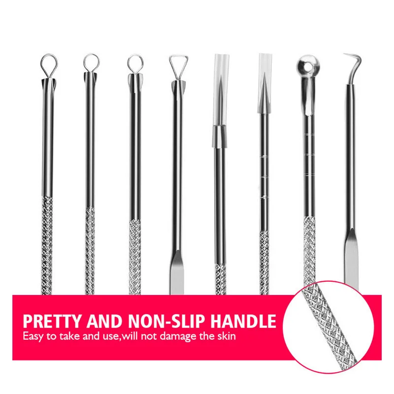 4Pcs Blackhead Acne Remover Set Beauty Skin Care Pore Cleaner Acne Needle Pimple Stainless Steel Pimple Needles Removal Tools 3