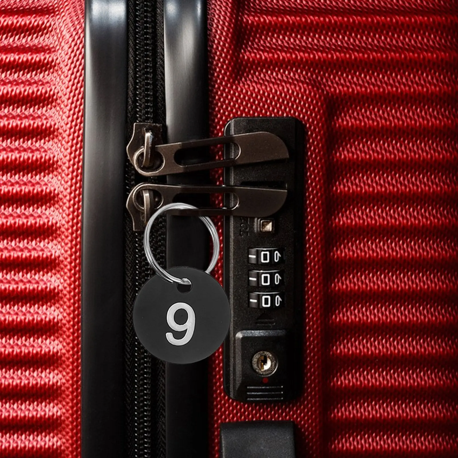 50Pcs 아연 합금 링이있는 튼튼한 플라스틱 번호 태그 다목적 키 체인 수하물 가방 가방 여행 ID 태그 세트 1-50