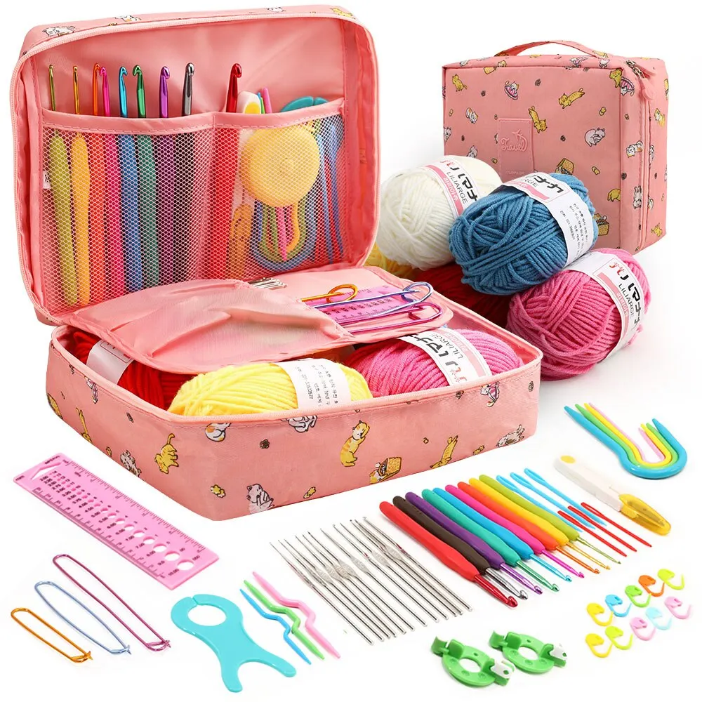 Beginner Crochet Kit with Multi-Color Portable Storage