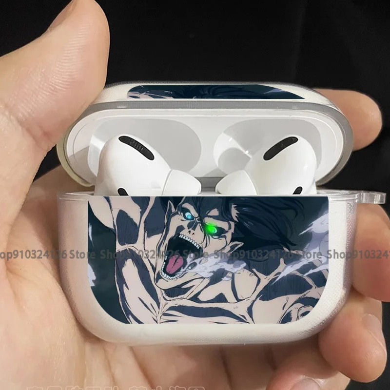 Фото Прозрачные чехлы для Airpods Pro 3 2 1, чехол для наушников из ТПУ с рисунком аниме «атака на Титанов» №4