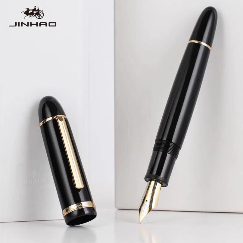 JINHAO 만년필 금속 골드 클립, EF FM 펜촉, 아크릴 학교 사무용품, 비즈니스 글쓰기 펜 문구, PK 82, X159