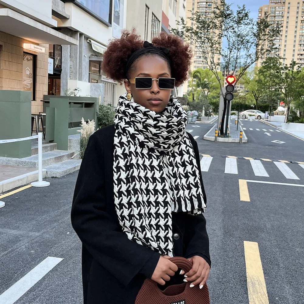 High Quality Chic Houndstooth Scarf Women Autumn Winter Warm