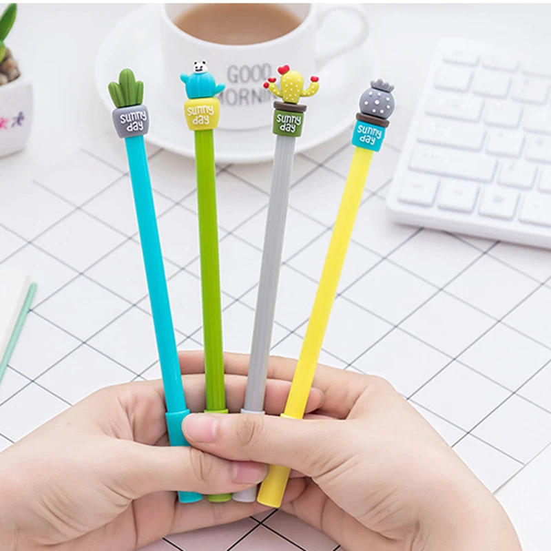 Cute Stationery Kawaii Cactus Gel Pen School Office Supply Creative Sweet pretty lovely Handles Signing Pens