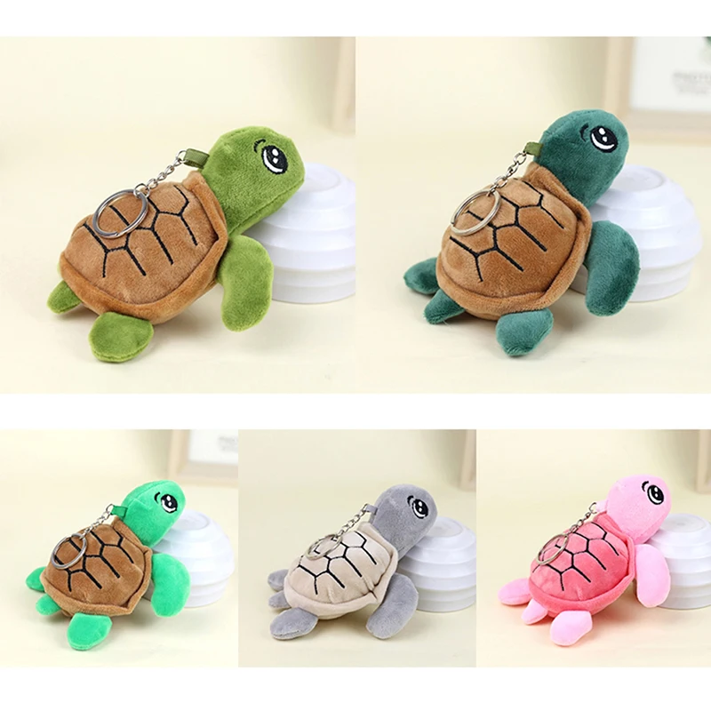 Tortoise Plush Toy Cartoon Turtle Marine Animal Pendant Soft Stuffed Doll Keychain Backpack Car Bag Key Ring Decor Kid Gift dm034 sea animal tortoise turtle mold silicon resin animal diy coaster molds uv resin epoxy