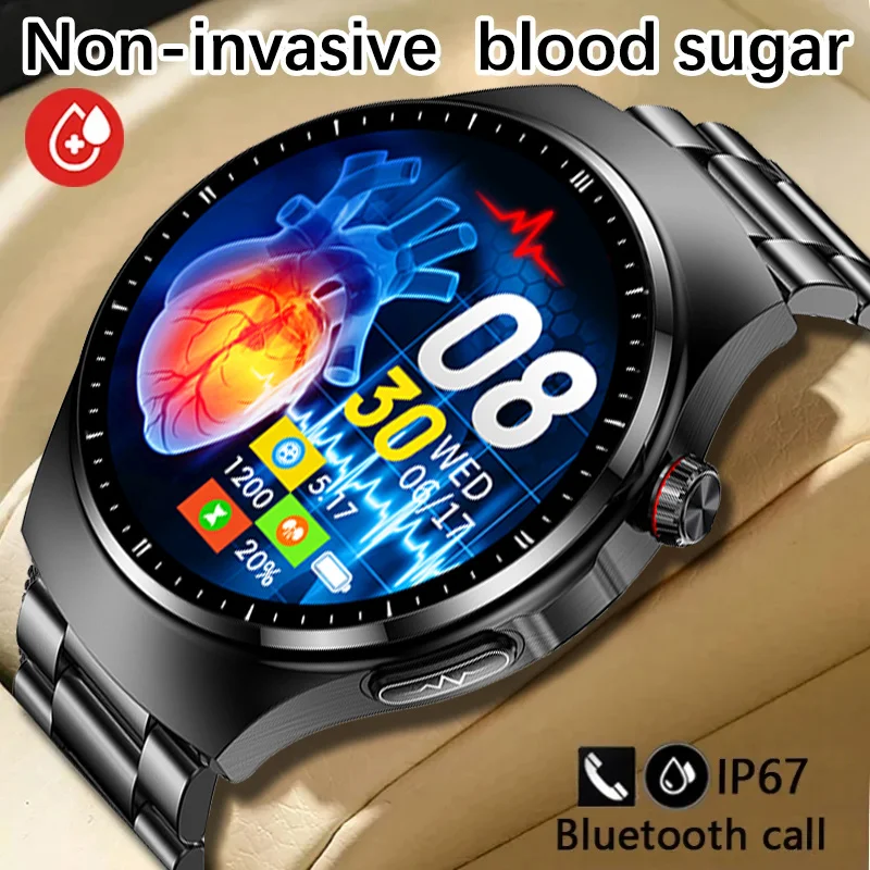 

2023 New Healthy Men's Smart Watch Bluetooth call non-invasive blood glucose uric acid lipids ECG body fat smart watch men + box