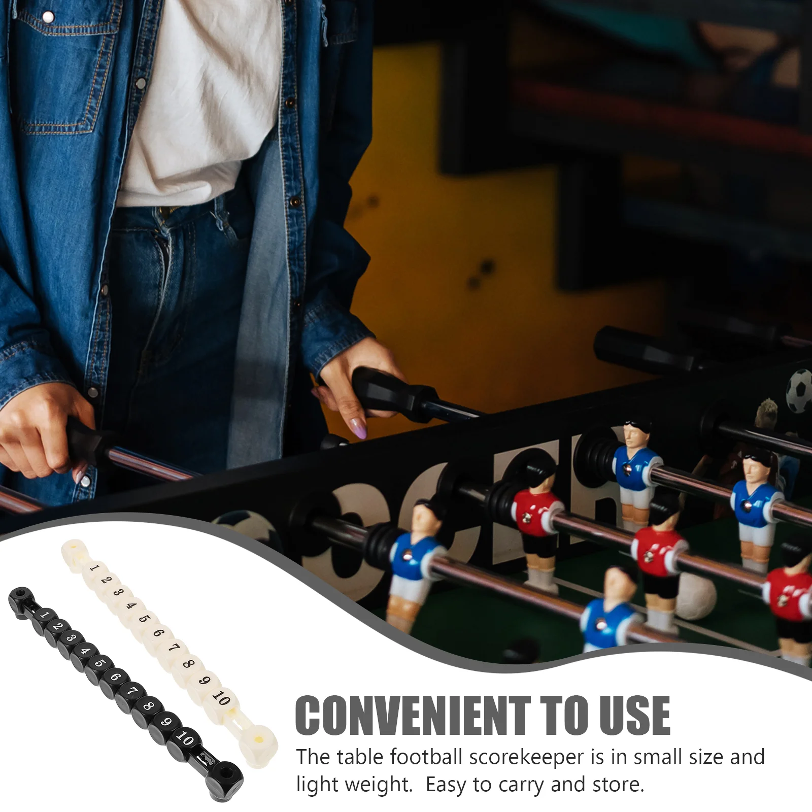 Table Football Game Tabletop Soccer Game 2 Pcs Soccer Ball Score Marker Bars Foosball Counters Desktop Table Football Tools Portable Game Supplies Plastic Props Child