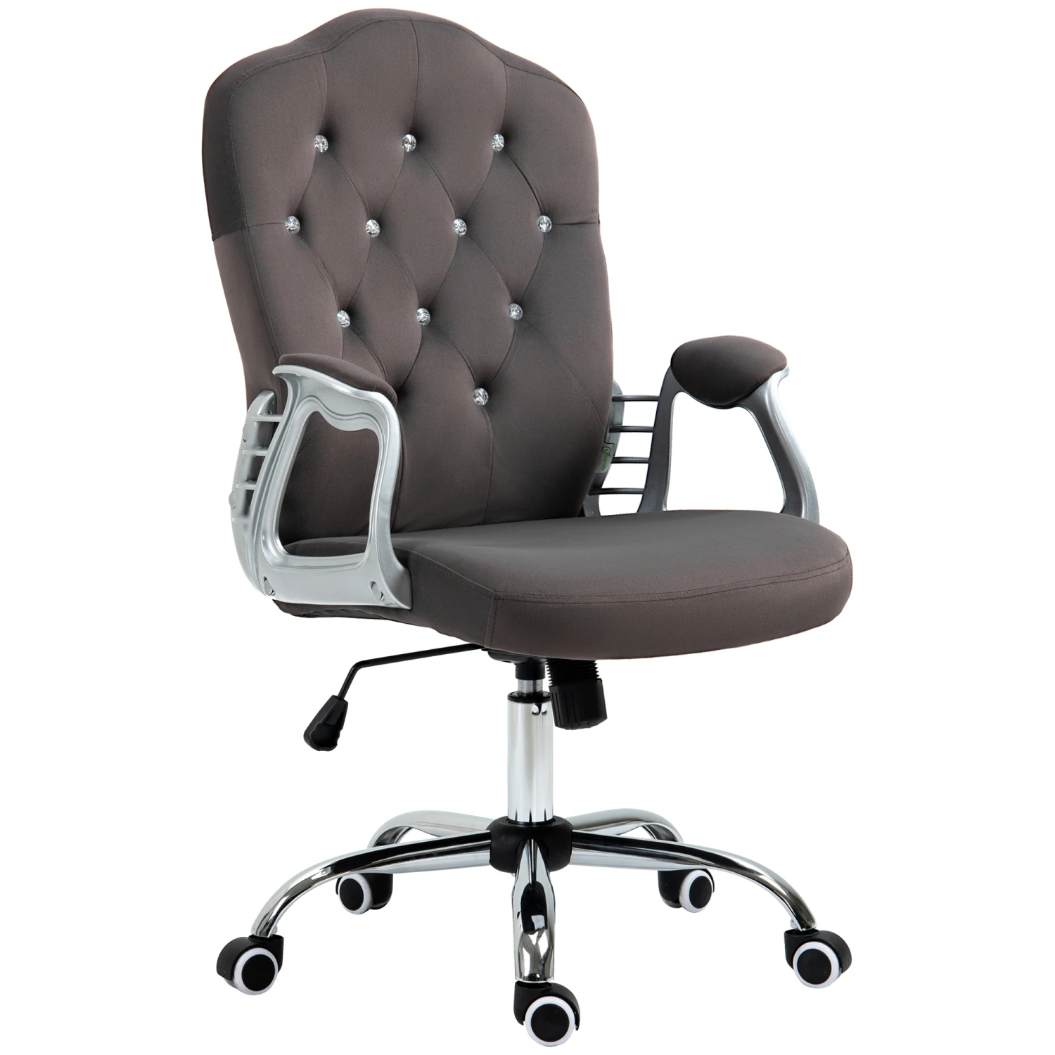 

Dark Gray Velvet Vinsetto Home Office Chair with Adjustable Height, Button Tufted Design, Swivel Wheels, and Tilt Function - Sty