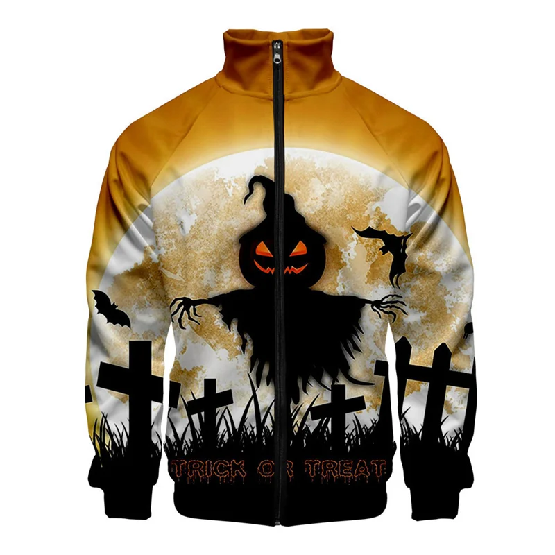 thumbnail image 1 of Chaqueta con estampado 3D de calabaza de Halloween para hombres y niños, camisetas de manga larga con personalidad, chaquetas de calle de gran tamaño con cremallera, abrigo, ropa, 1 of 4