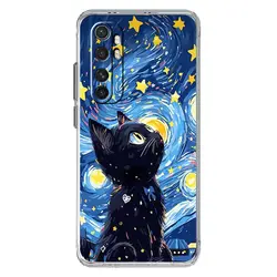 Cat Van Gogh Starry Sky Clear Phone Case Cover for Xiaomi 11T(Pro) (B9)