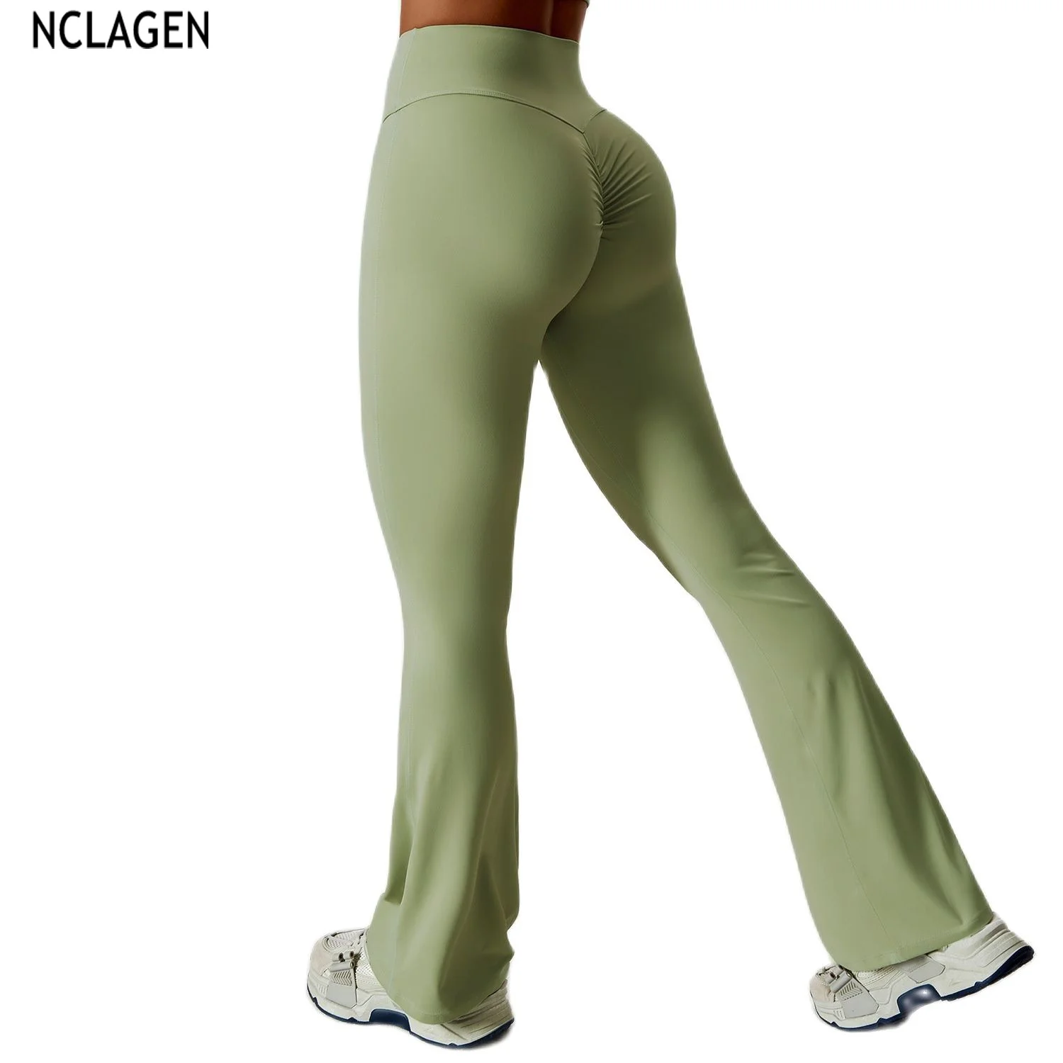 

NCLAGEN Tight Hip Lifting Yoga Bell-bottoms Dance High Waist Tights Casual Sports Pants Gym Running Breathable Fitness Leggings