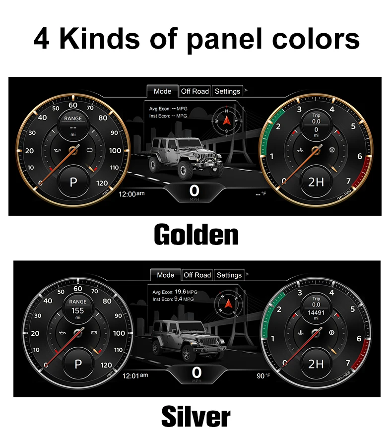 12.3'' full HD LCD Digital Instrument Cluster For Jeep Wrangler JL/Gladiator 201