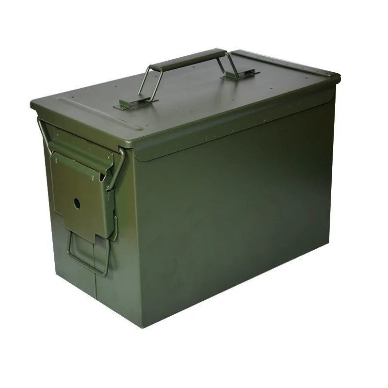 Metal bullet box, iron sheet storage box for hardware tools, small multi-functional protective portable ammunition empty box