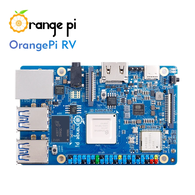 Orange Pi RV 8G Ram RISC-V DDR4 Mini PC Quad-core Processor JH7110 Single Board Computer WiFi+BT5.0 M2 PCIE SSD Run Debian OS single board computer