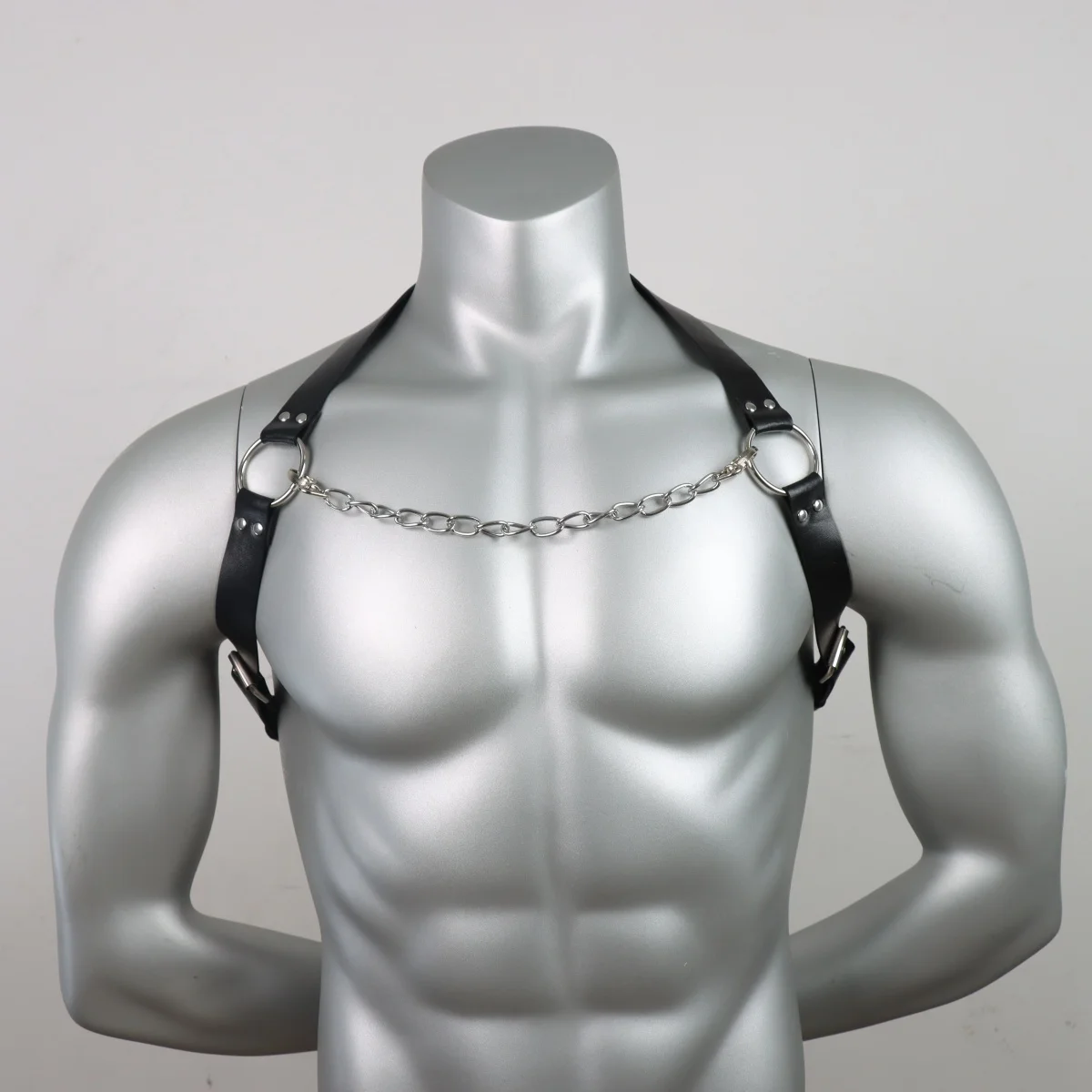 1PC Men's Leather Chest Harness Gothic Body Chain Belt Punk Shoulder Straps Ring, for Men Rave,Clubwear Costume
