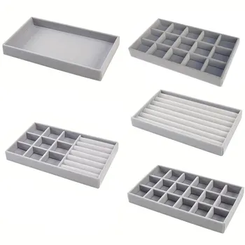 Velvet Jewelry Display Tray Exquisite Jewellery Holder Portable Ring Earrings Necklace Organizer Storage Box Organizator Trays 1