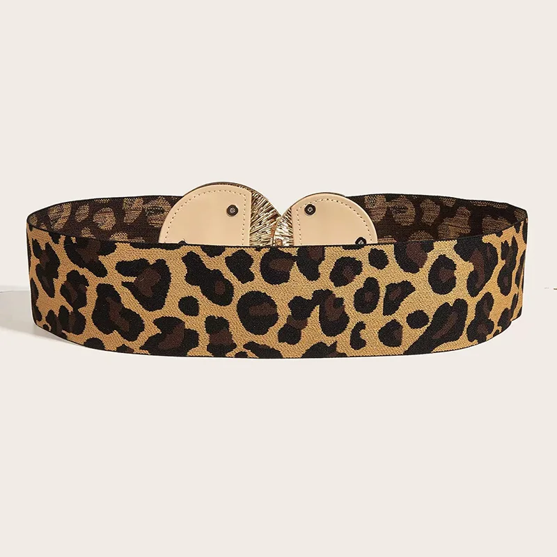 Mode Elastische Leopard Breiten Korsett Gürtel Große Cummrebunds Designer Gürtel Für Frauen Hohe Qualität Luxus Bund Stretch Korsetts – Detail 3