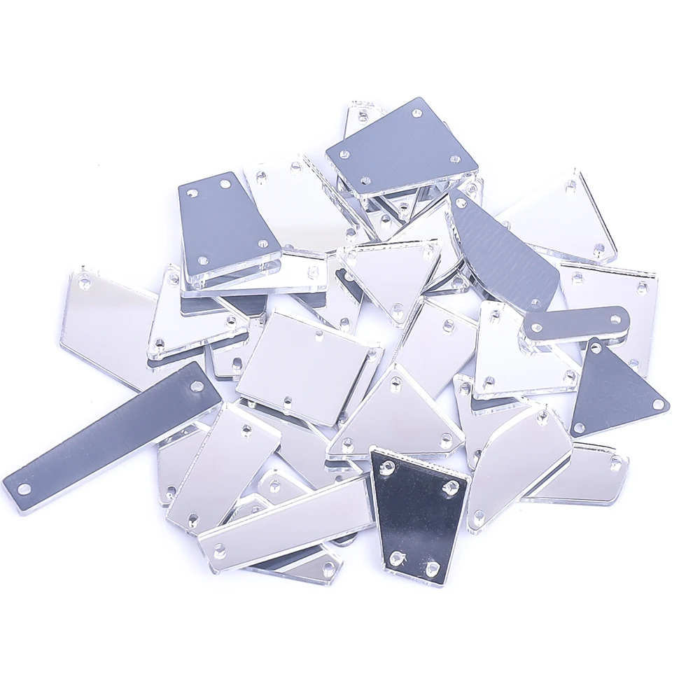 Sewing Mirror Rhinestone Applique Flatback Acrylic Strass VC Mix Size Clear Crystals for Clothes Needlework