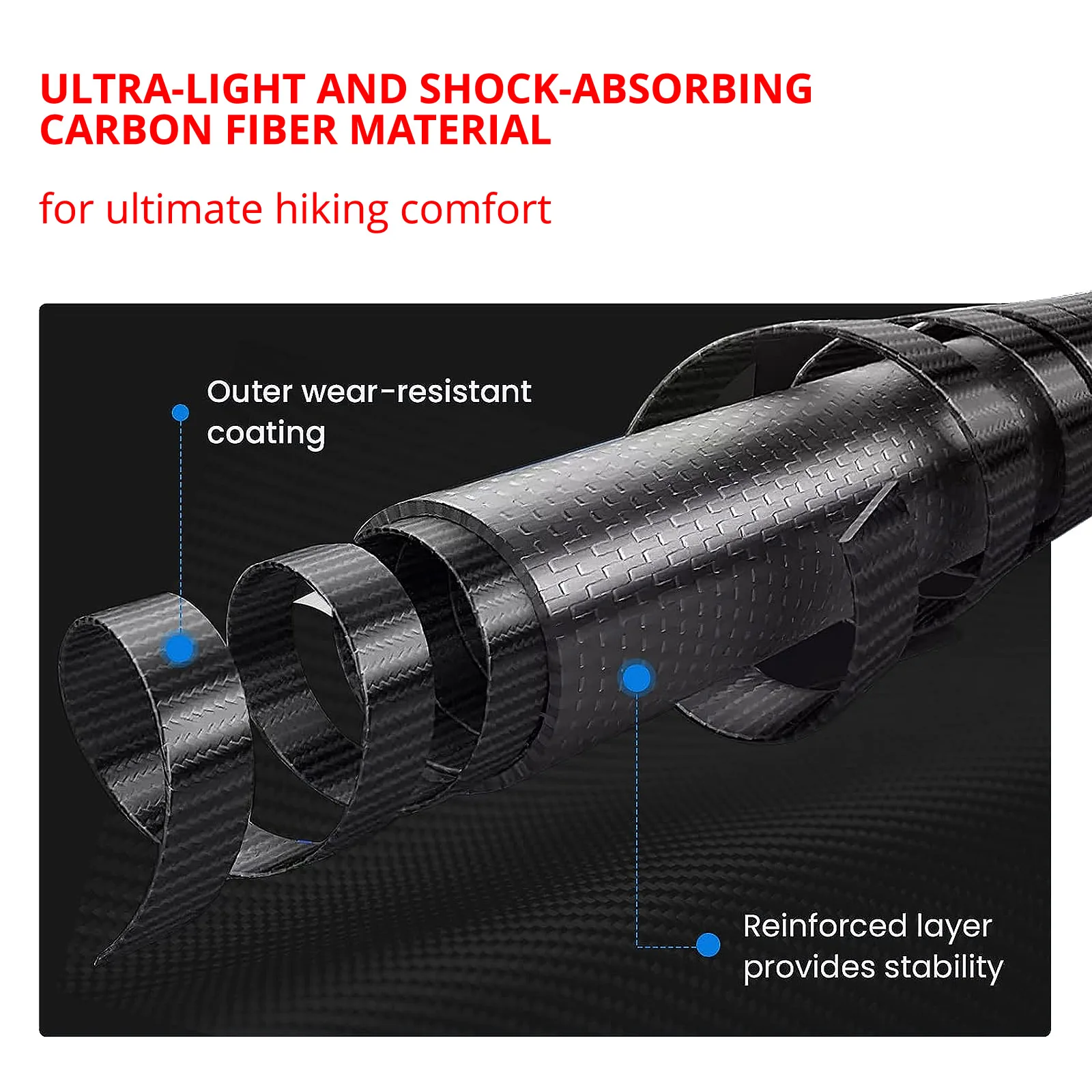 Trekking Poles 2pcs Carbon Fiber Collapsible Telescopic Sticks 등산스틱 Lightweight Walking Hiking Stick 삼단봉 Climbing Stick 3