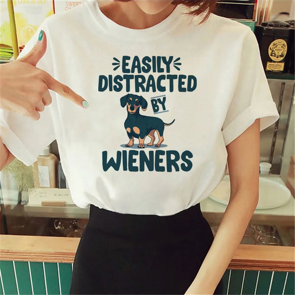 

Dachshund Tee women comic top female comic graphic y2k clothing