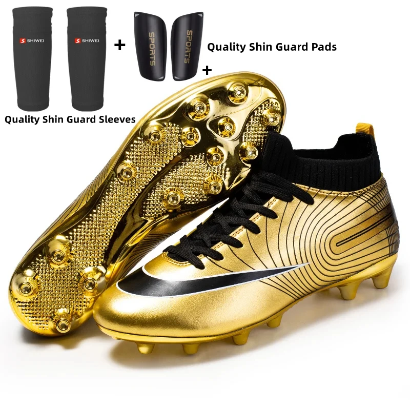 Free Shipping Football Boots Children Soccer Cleats Professional Golden Football Shoes for Boys Kids Men Soccer Shoes