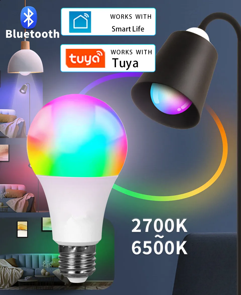 Tuya Smart LED Birne E27 APP Steuerung Dimmbare Licht Bluetooth RGB Lampe 220V Schlafzimmer Dekoration Party Beleuchtung Smart Leben – Detail 1
