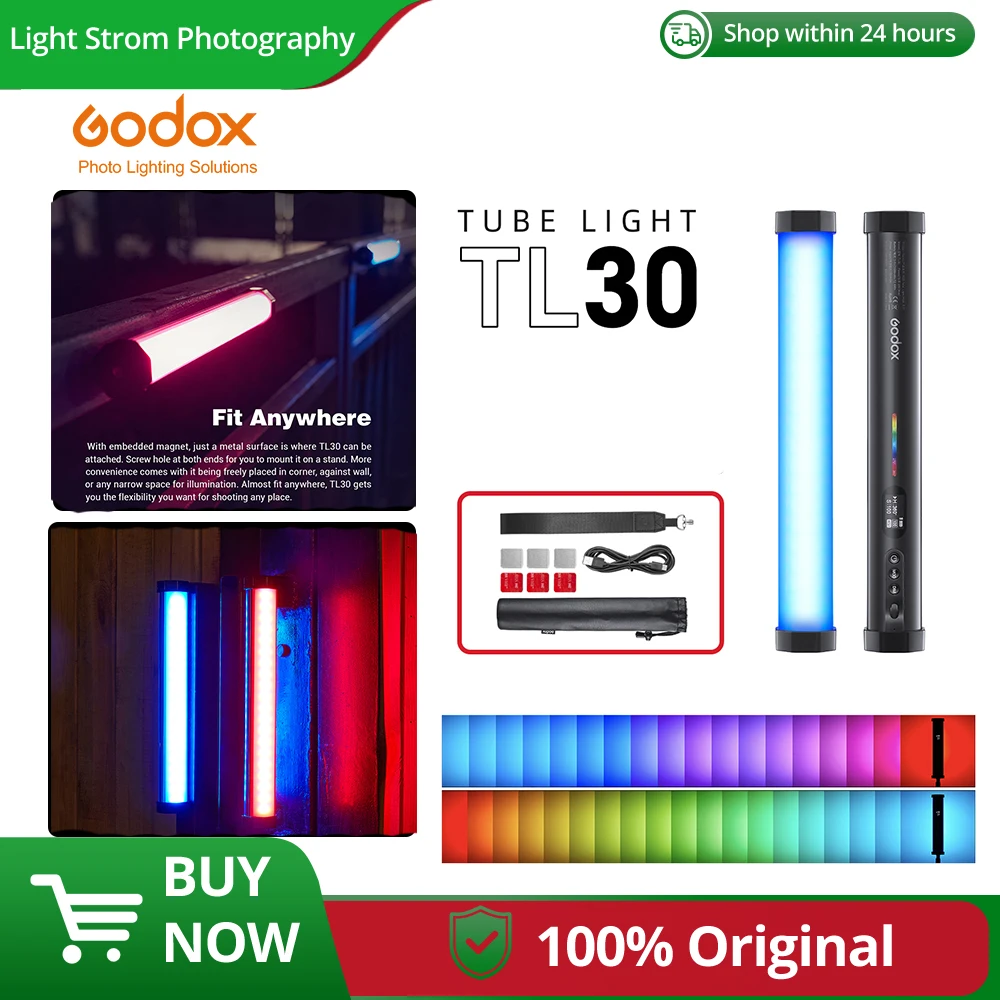 Godox TL30 Pavo Tube Light RGB Photography Light - Handheld LED Stick with APP Remote Control for Photo Video Movie Vlog Recording