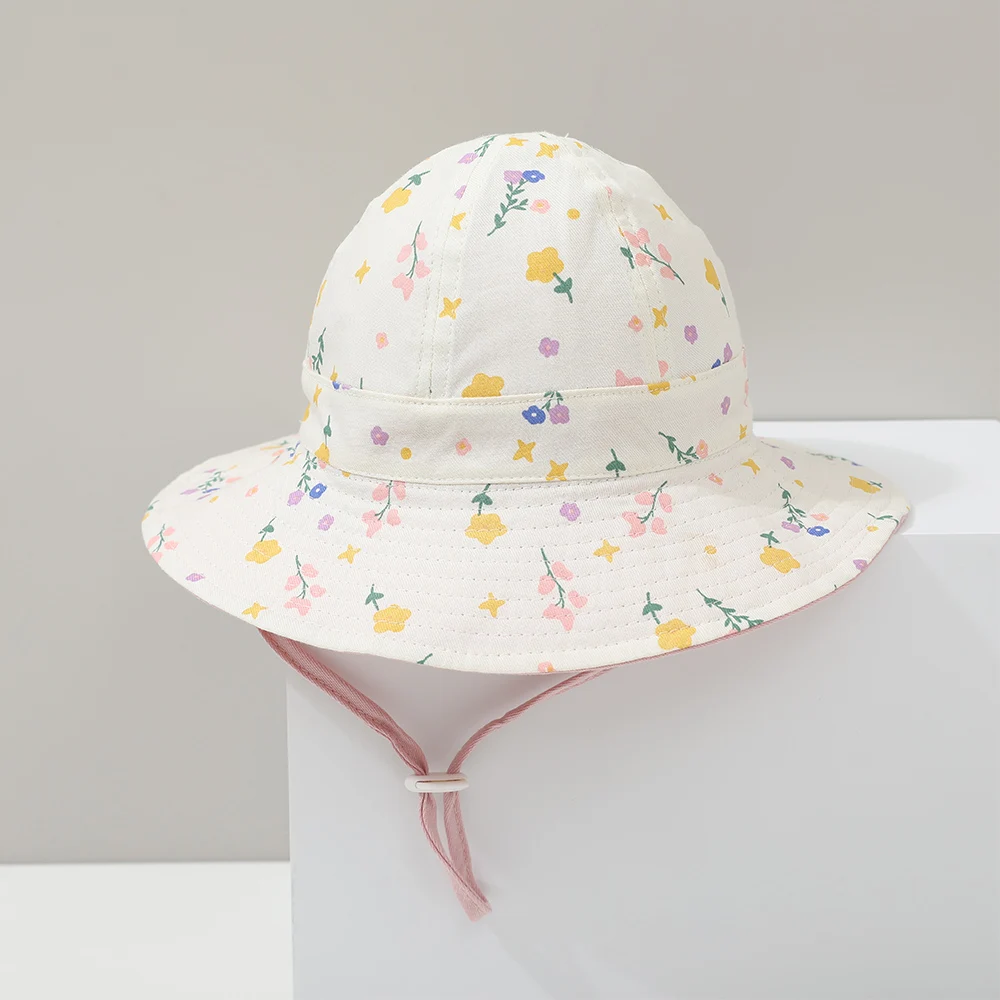 Flower Double Sided Children Bucket Hats Summer Baby Hat for Girls Toddler Fisherman Cap Outdoor Kids Beach UV Protection Hat