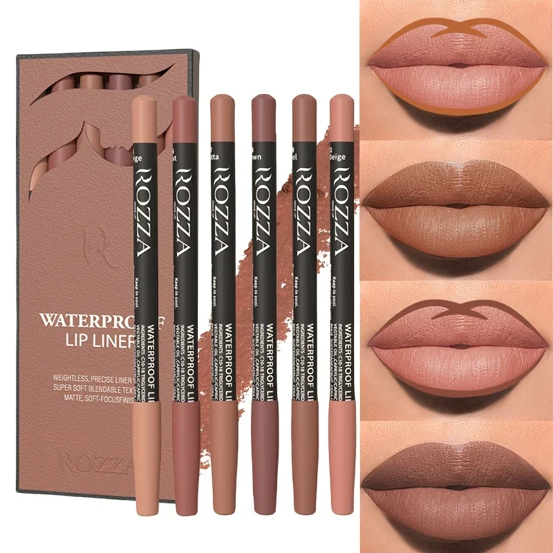 6Pcs Nude Lip Liner Set Waterproof Matte Long-Lasting Finish Lip Pencil Daily Makeup Nude Liners lip liner set