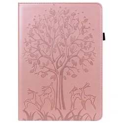 Elegant Floral Butterfly Tablet Case for 11-Inch Devices - Premium PU TPU Protective Cover with Card Holder + Bonus Gift (Pink deer yx)