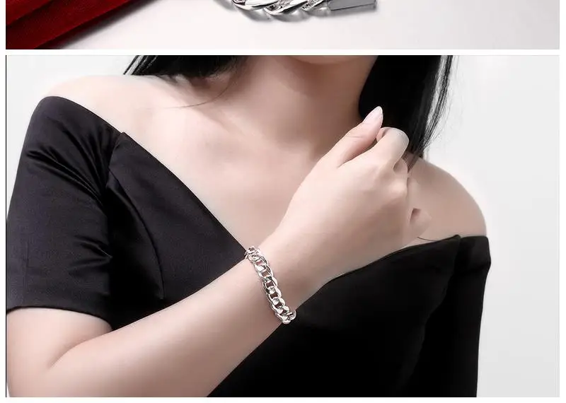 925 sterling Silver Bracelets necklace Jewelry set for men classic 10MM Square Chain 20/22/24 inch Fashion Party Gift jewelry set silver jewelry silver jewelry set