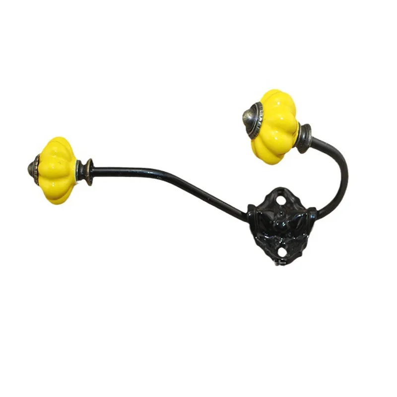European Ceramic Pumpkin Head Wrought Iron Coat Hook for Hanging Wall Hooks Hangers Door Wall Hangers Home Decoration 6