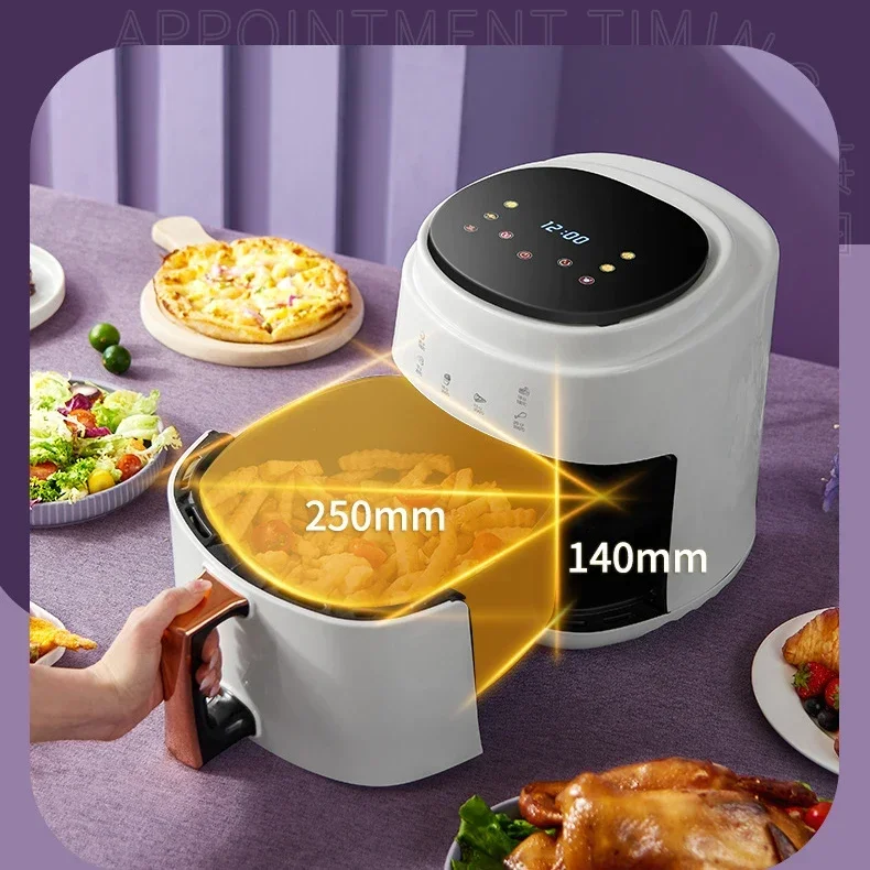 900W 110V-220V Household 8L AirFryer No Oil Electric Fryer with Gridiron Intelligent Touch Screen Oven for Whole Chicken