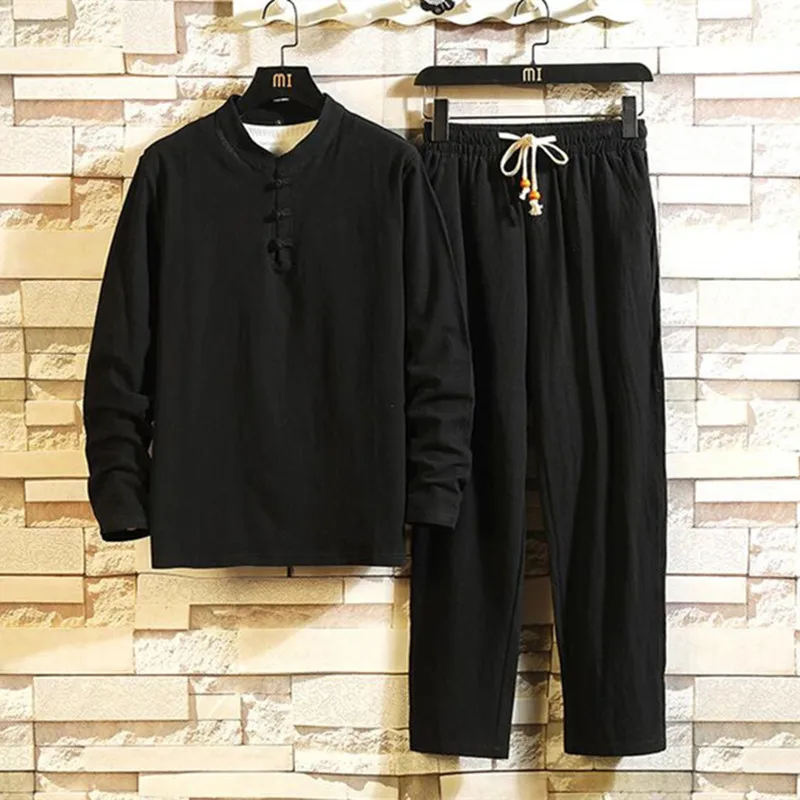 (셔츠+바지) 2026 가을 패션 남성 셔츠 봄 남성 면마 셔츠 긴팔 남성 캐주얼 셔츠 남성 M5XL