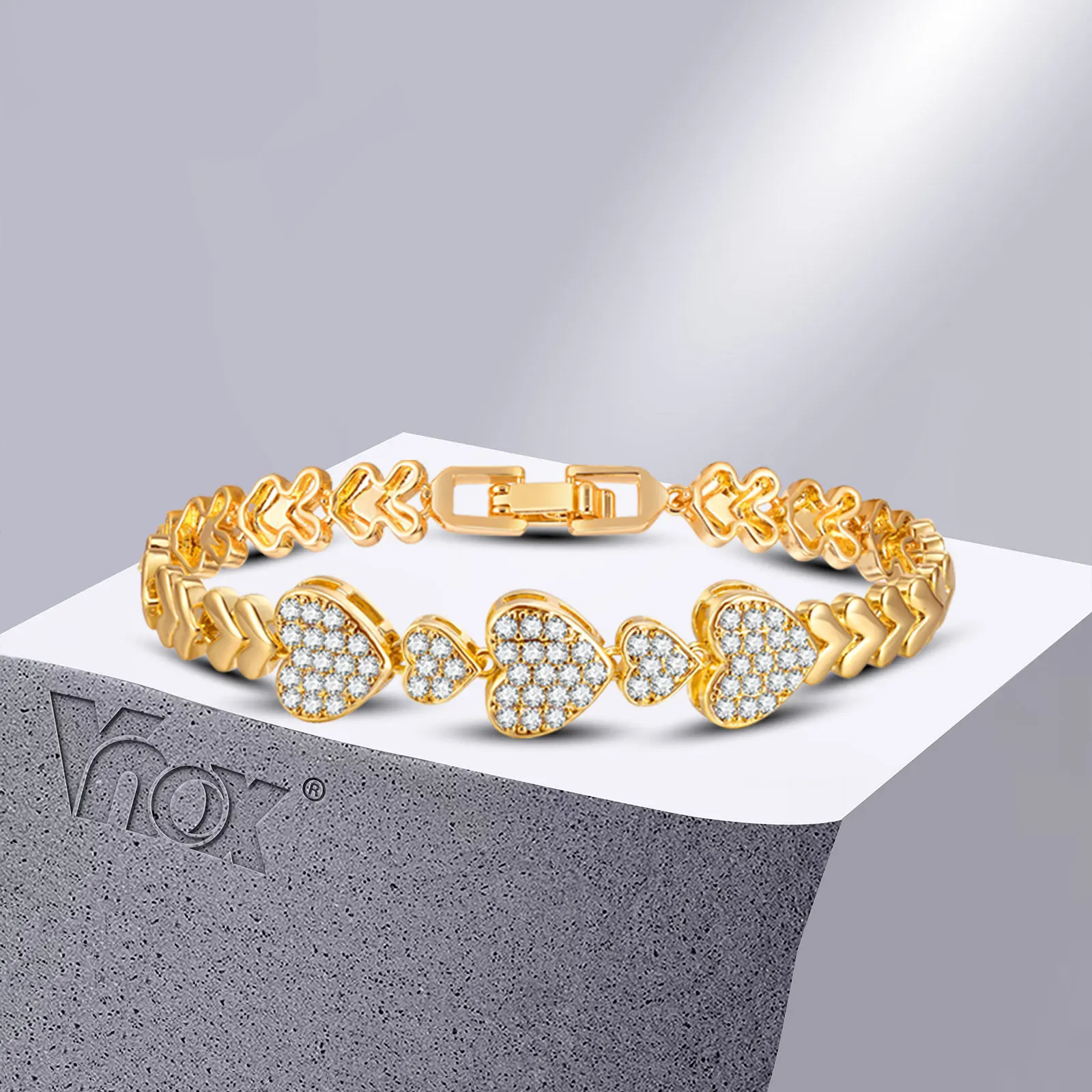Bracciale Rigido Donna Vnox In Acciaio Inox Con Zirconi, 6 Mm, Diametro 60 Mm, Regalo Con Incisione Romantica - 3