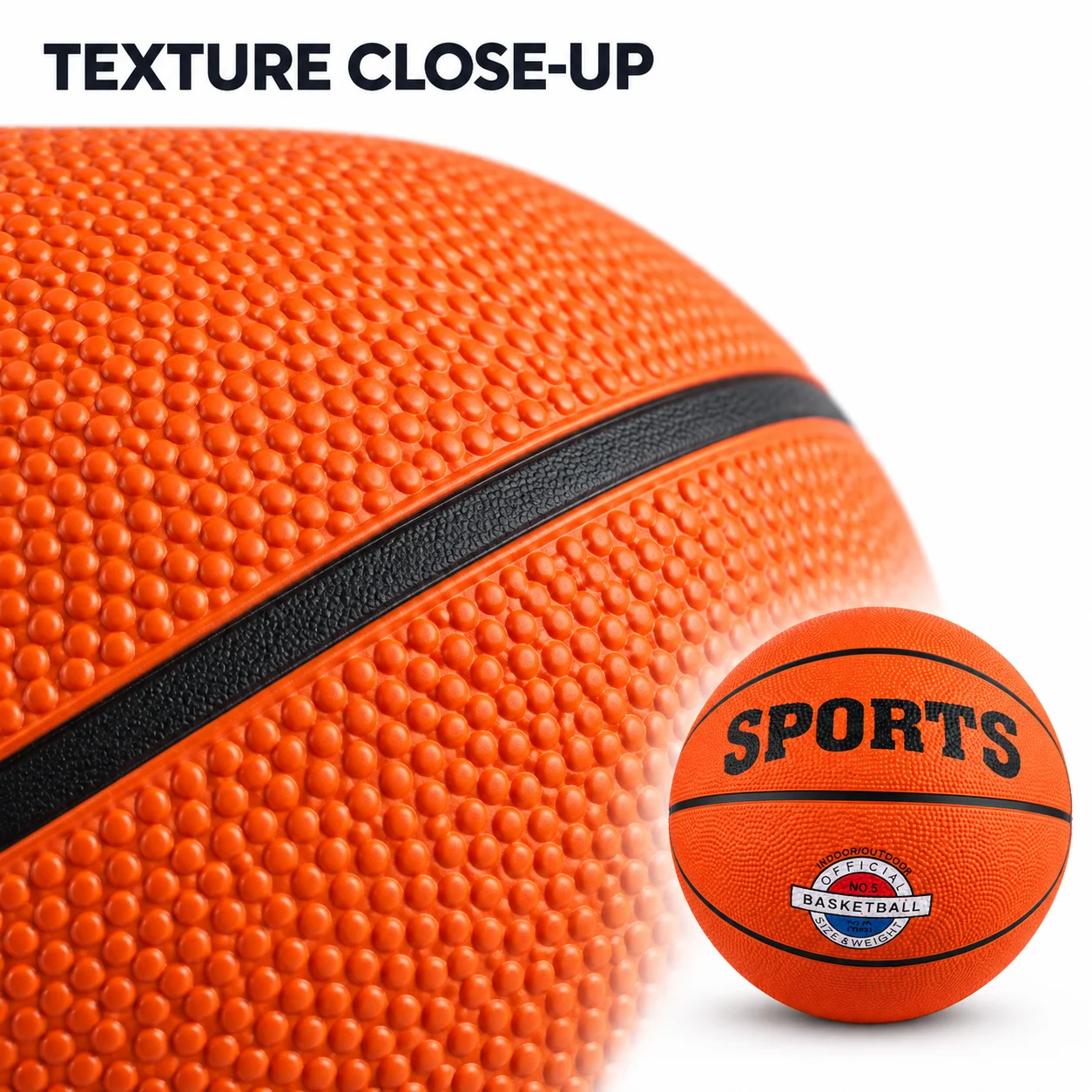 Premium Pebbled Surface Basketball with Optional Accessory Kit