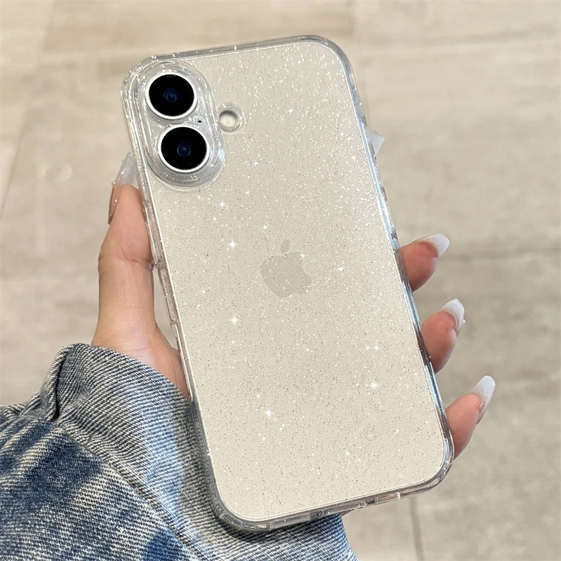 Elegant Bling Glitter Shockproof Clear Phone Case - Soft & Transparent Cover