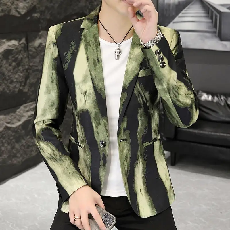 Mens Blazer Jacket British Style Wedding Performance Dress