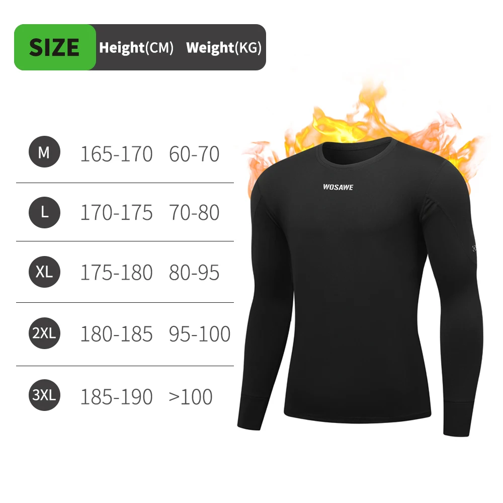 WOSAWE Men‘s Motorcycle Soft Thermal Underwear Set Winter Fleece Lined Base Layer Cold Weather Warm Slim Fit Long Johns