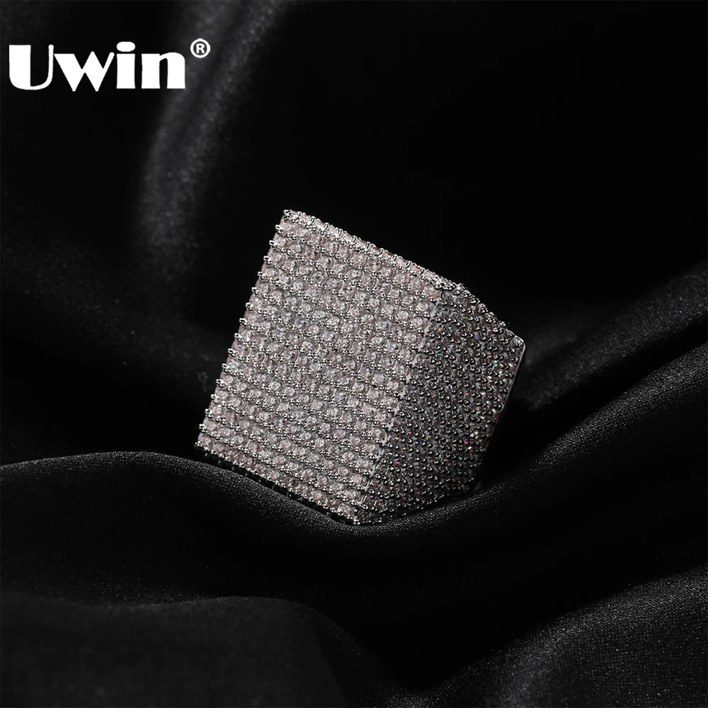 UWIN Iced Out CZ Rings for Men Full Bling Cubic Zirconia Fashion Rings Hip Hop Jewelry for Rappers