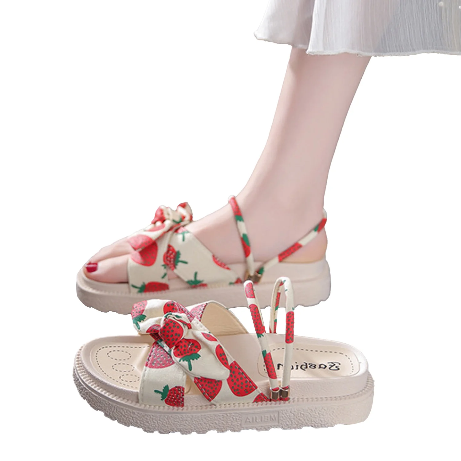 Fairy Style Sandals for Women Summer New Flat-Soled Sponge Cake Thick-Soled for Women Trendy Two-Wear Beach Shoes