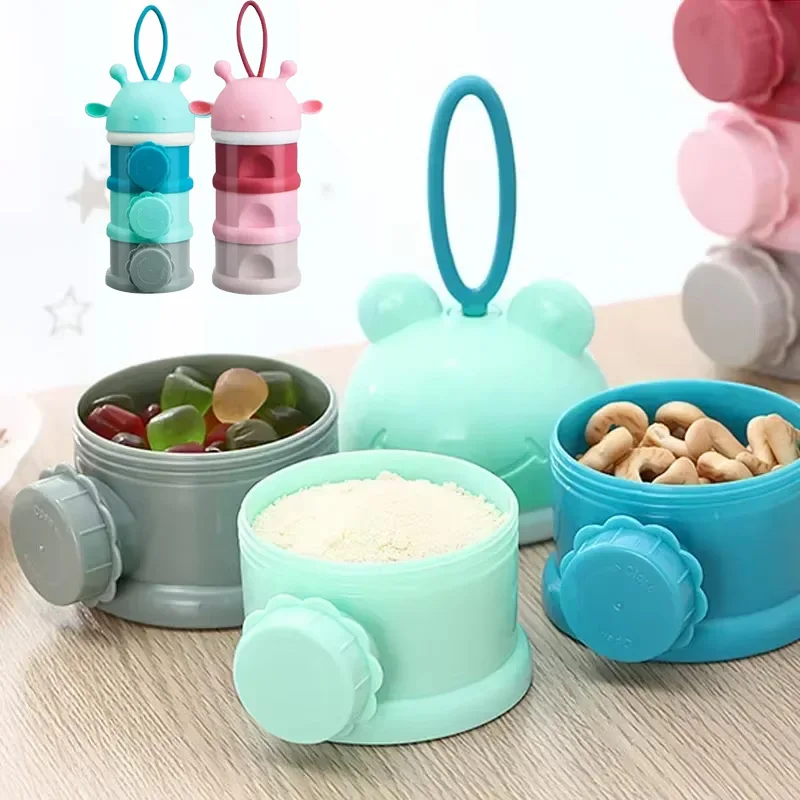 3/4Layer Bear Style Portable Baby Food Storag Box Multiple Openings Cereal Cartoon Infant Milk Powder Box Toddle Snack Container